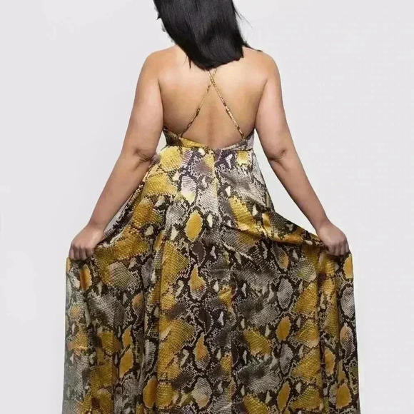 It’s a Jungle Out There Open Back Satin Maxi Dress - Picture 4 of 4
